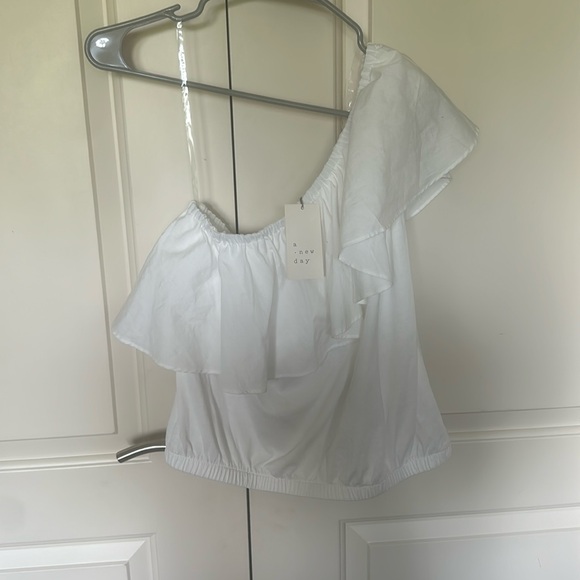 a new day one-shoulder ruffle top, size small - Picture 3 of 4